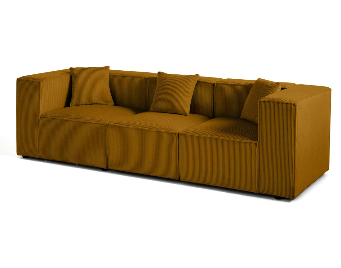 Canapé modulable 3 places en velours côtelé Arty