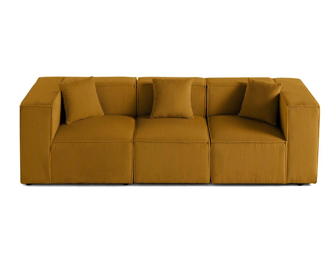 Canapé modulable 3 places en velours côtelé Arty