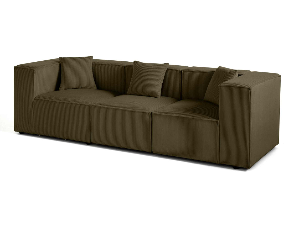 Canapé modulable 3 places en velours côtelé Arty