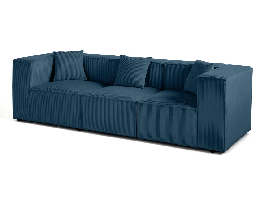 Canapé modulable 3 places en velours côtelé Arty