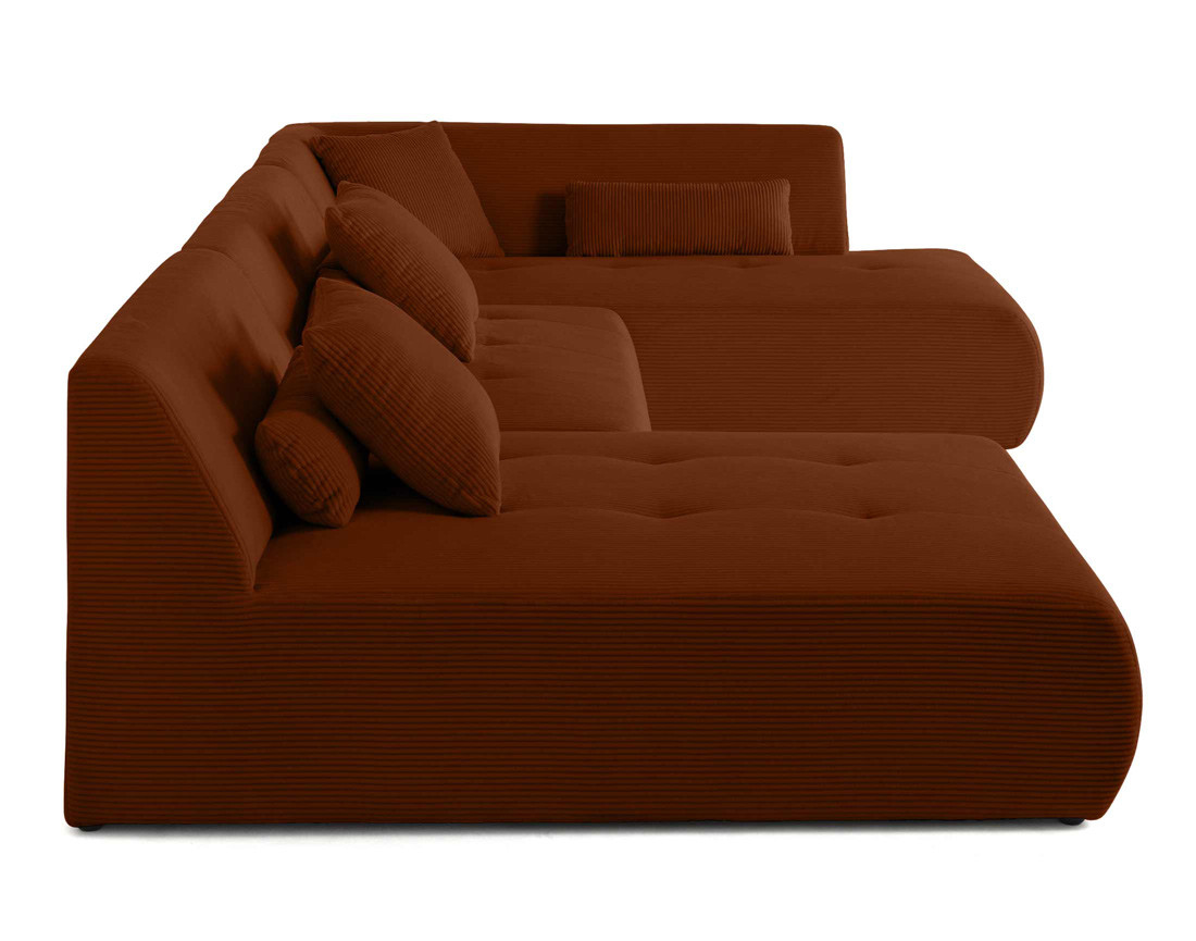 Canapé panoramique d'angle droit 7 places en velours côtelé Onyx