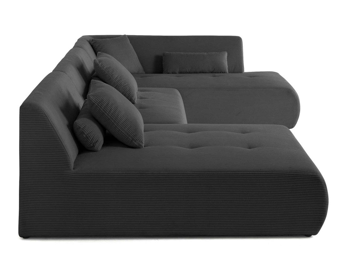 Canapé panoramique modulable d'angle droit 7 places en velours côtelé Onyx