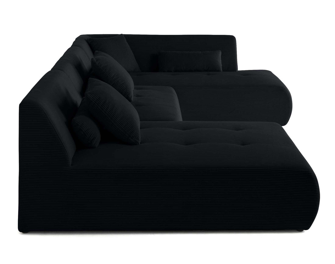 Canapé panoramique modulable d'angle droit 7 places en velours côtelé Onyx