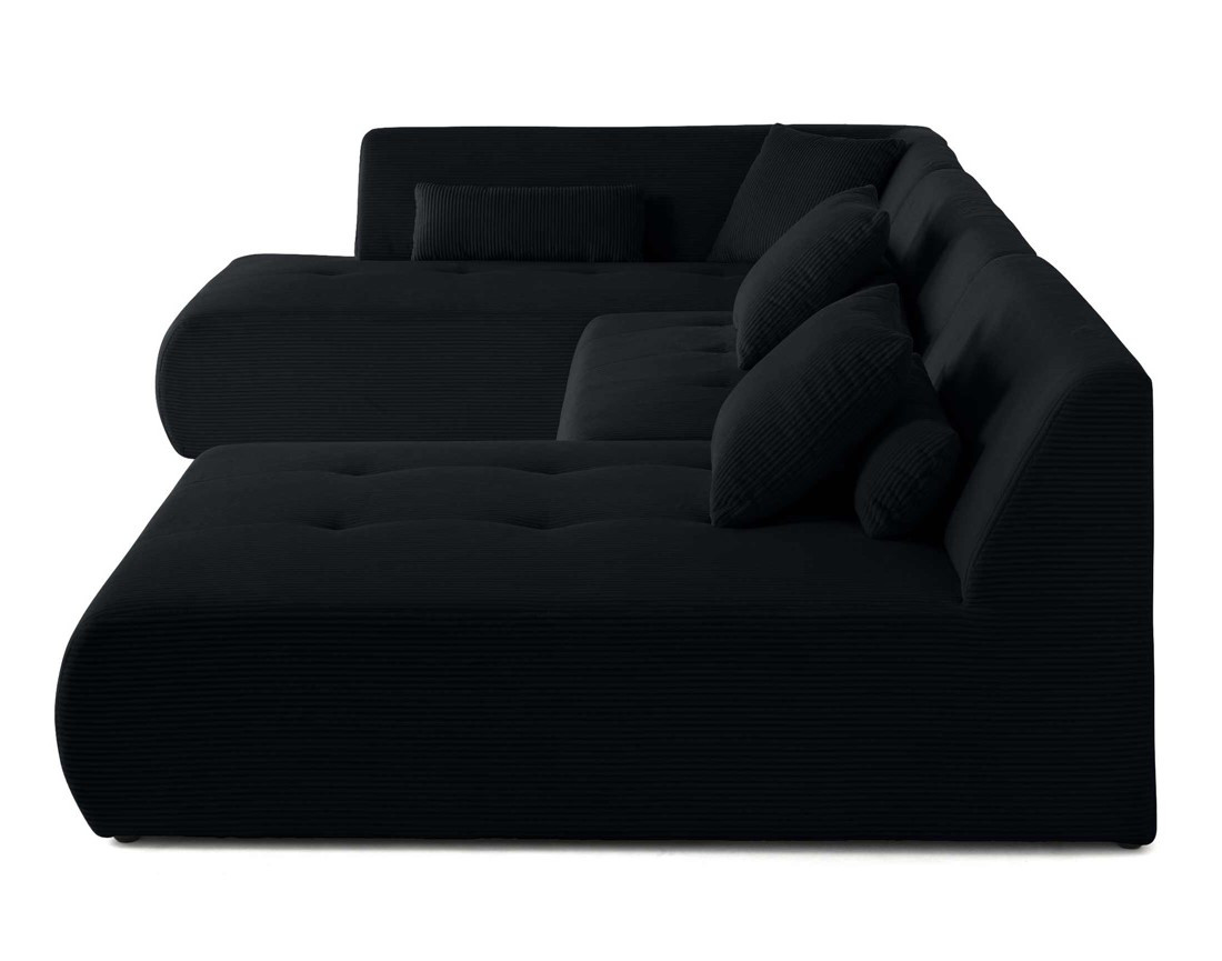 Canapé panoramique d'angle gauche 7 places en velours côtelé Onyx