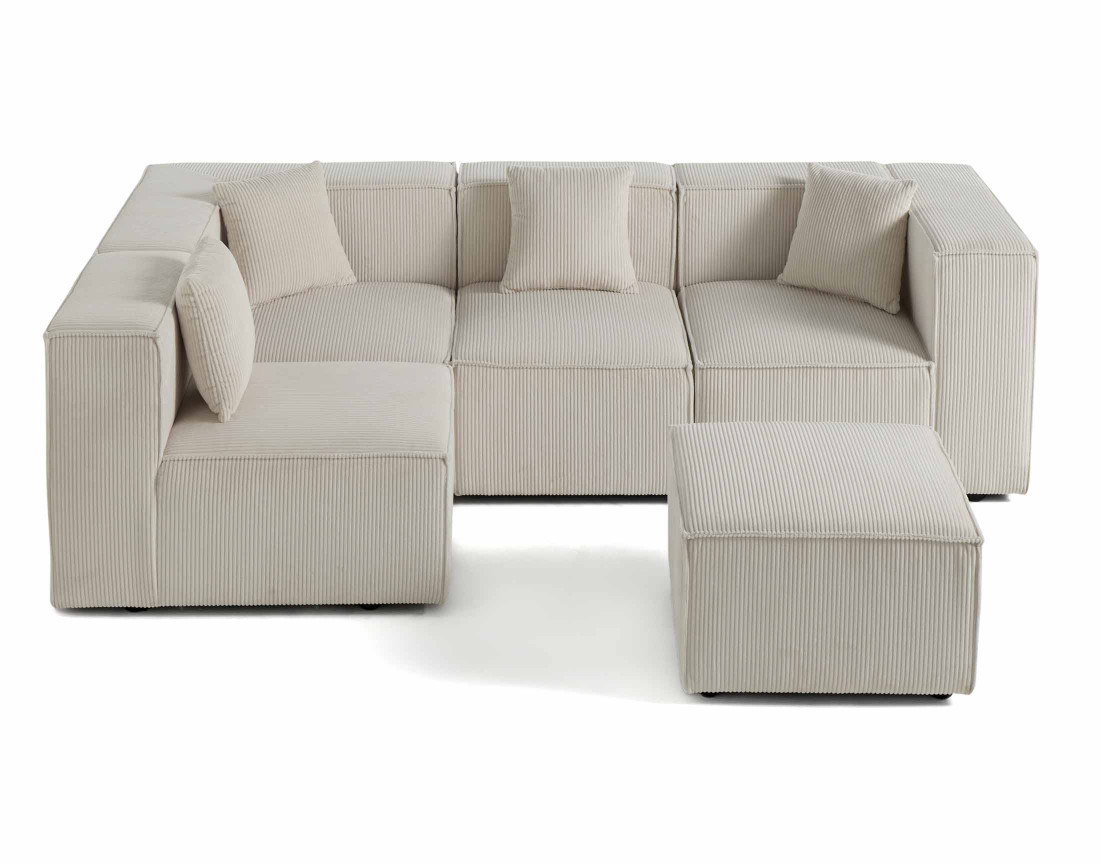 Canapé modulable d'angle gauche 4 places en velours côtelé Arty