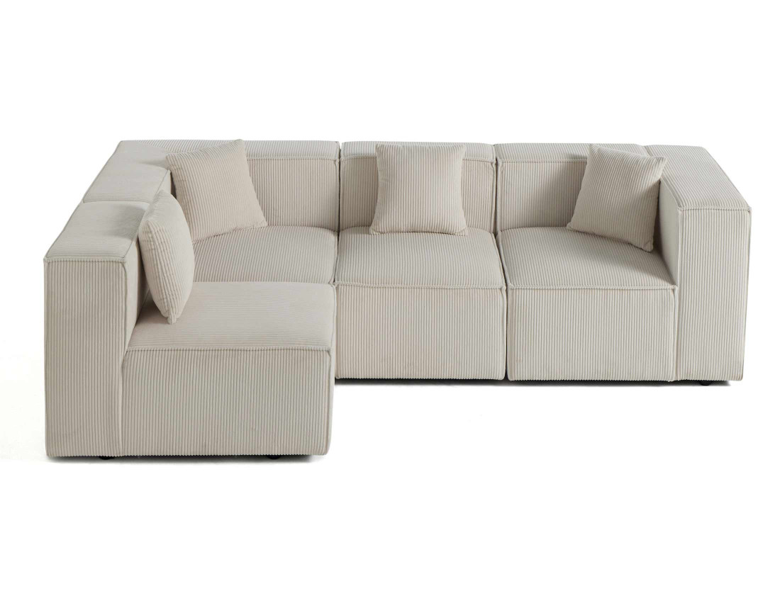 Canapé modulable d'angle gauche 4 places en velours côtelé Arty