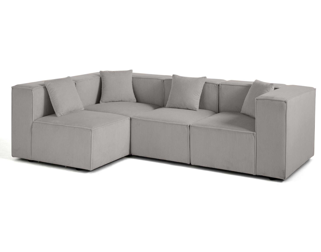 Canapé modulable d'angle gauche 4 places en velours côtelé Arty
