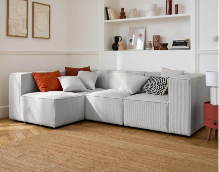 Canapé modulable d'angle gauche 4 places en velours côtelé Arty