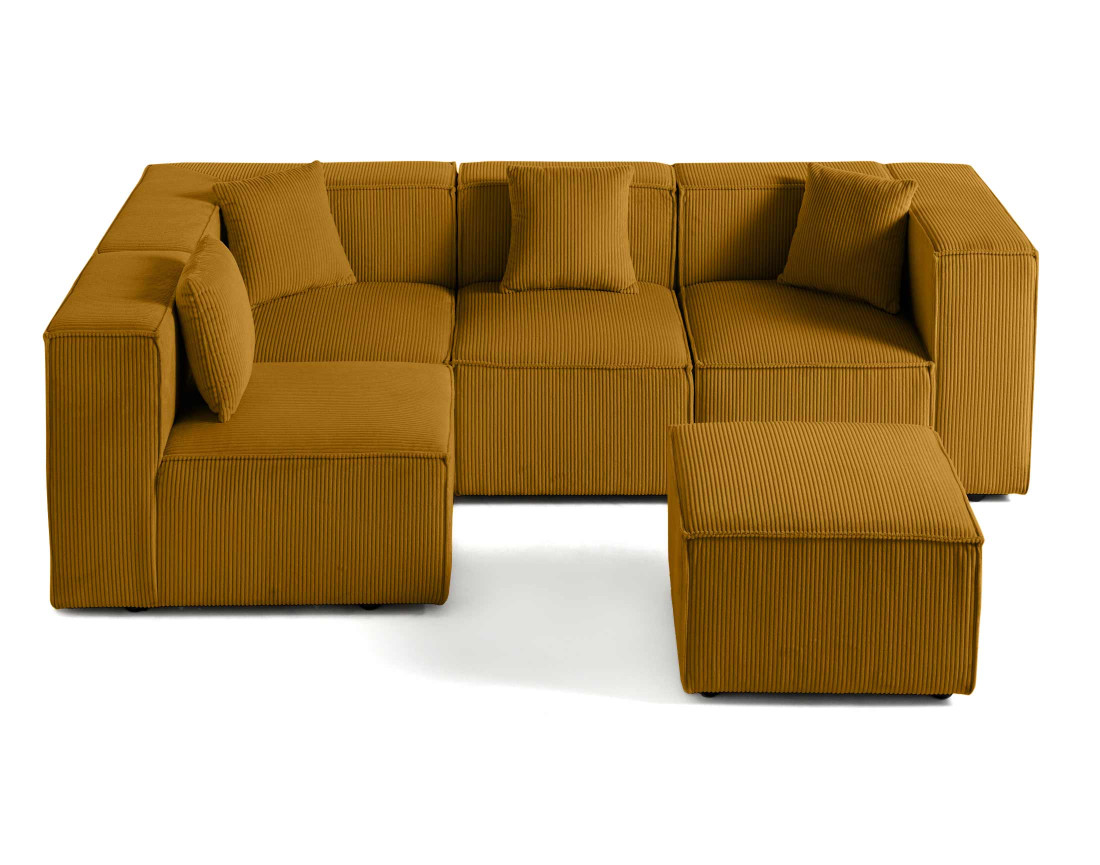 Canapé modulable d'angle gauche 4 places en velours côtelé Arty