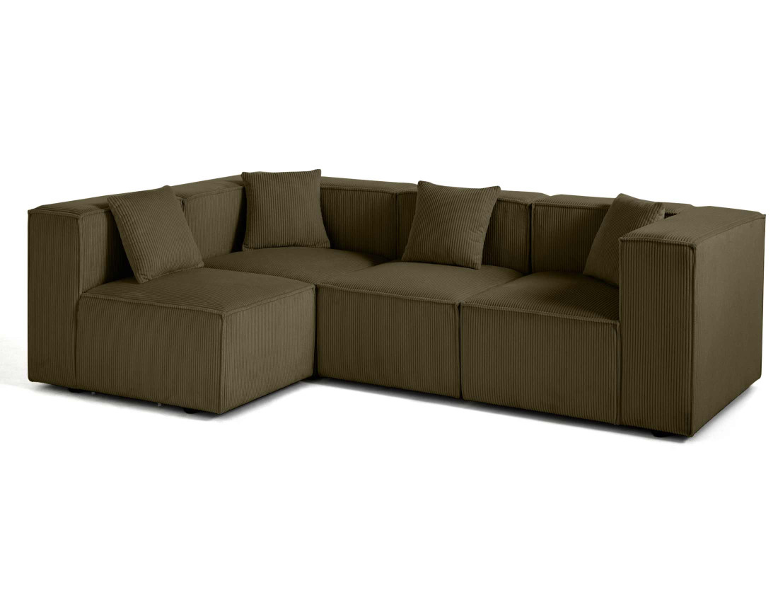 Canapé modulable d'angle gauche 4 places en velours côtelé Arty