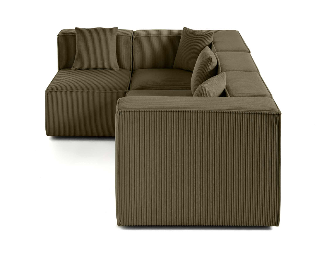 Canapé modulable d'angle gauche 4 places en velours côtelé Arty