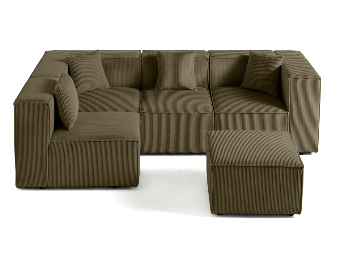 Canapé modulable d'angle gauche 4 places en velours côtelé Arty