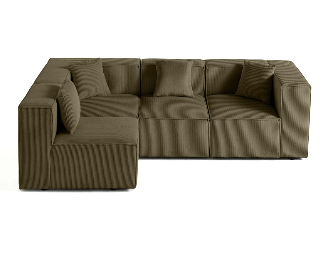 Canapé modulable d'angle gauche 4 places en velours côtelé Arty