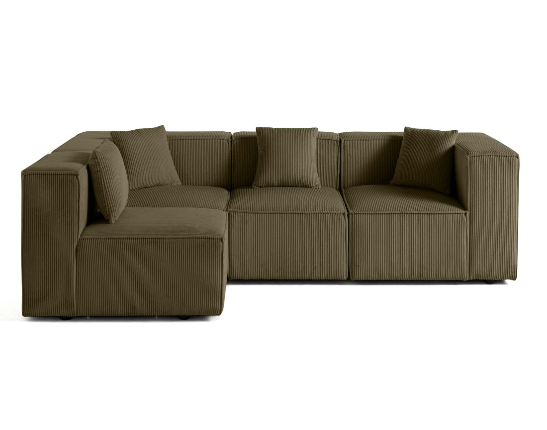 Canapé modulable d'angle gauche 4 places en velours côtelé Arty