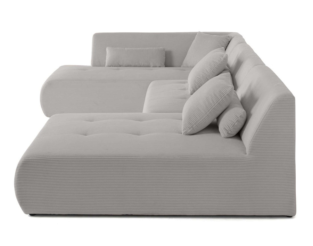 Canapé modulable d'angle gauche 7 places en velours côtelé Onyx