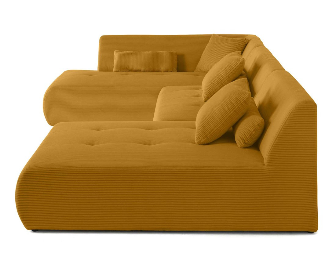 Canapé modulable d'angle gauche 7 places en velours côtelé Onyx