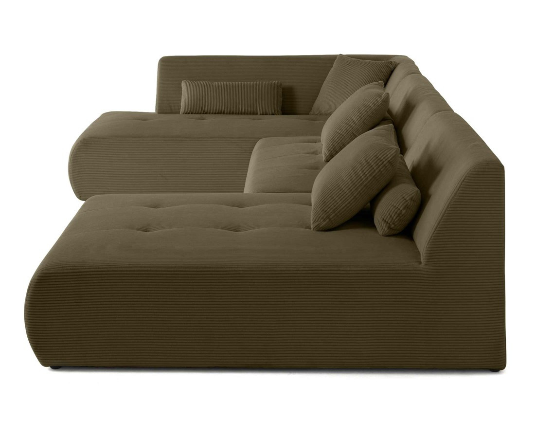 Canapé modulable d'angle gauche 7 places en velours côtelé Onyx