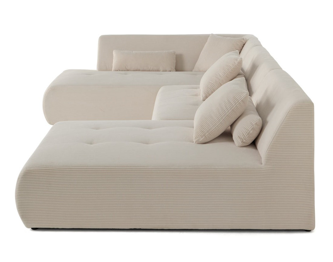 Canapé modulable d'angle gauche 7 places en velours côtelé Onyx