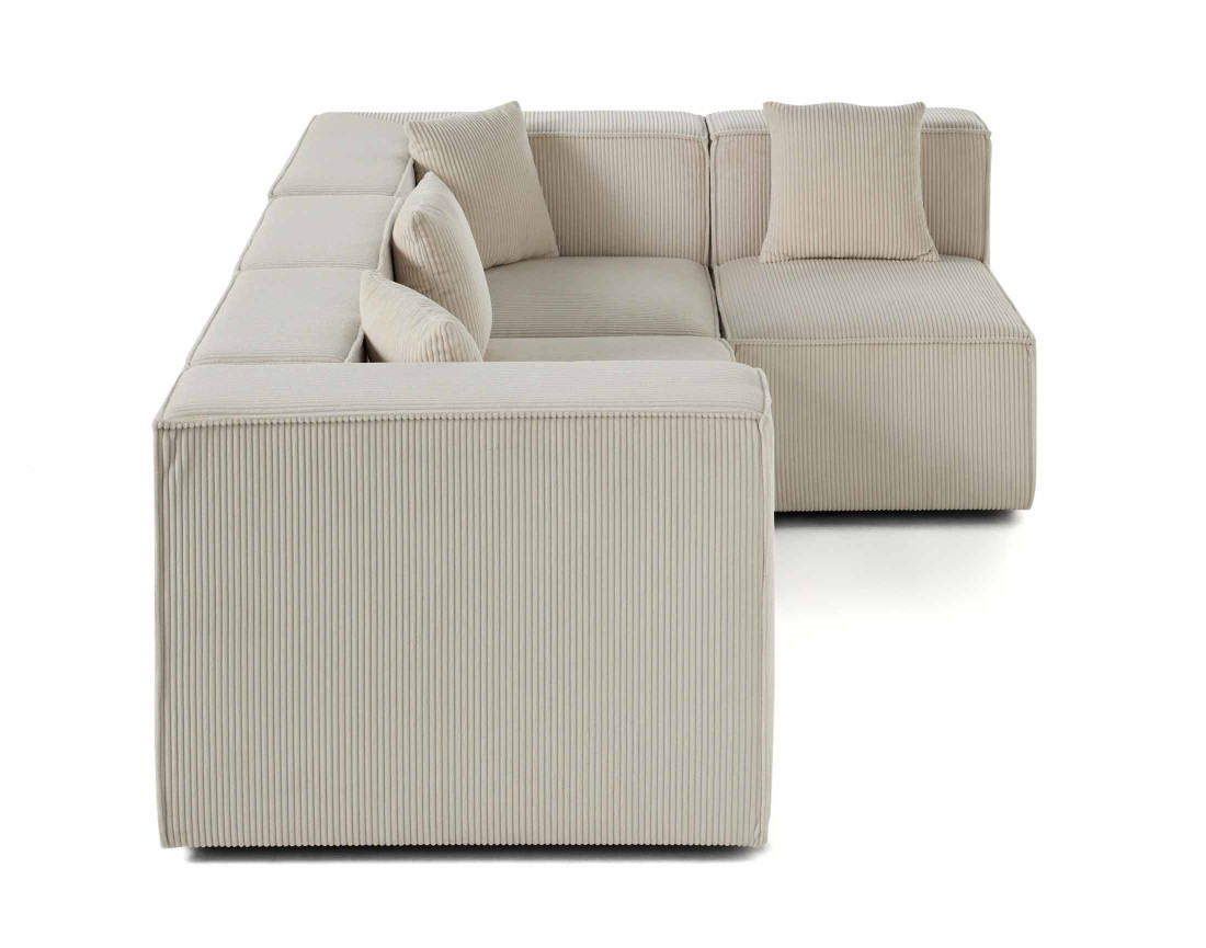Canapé modulable d'angle droit 4 places en velours côtelé Arty