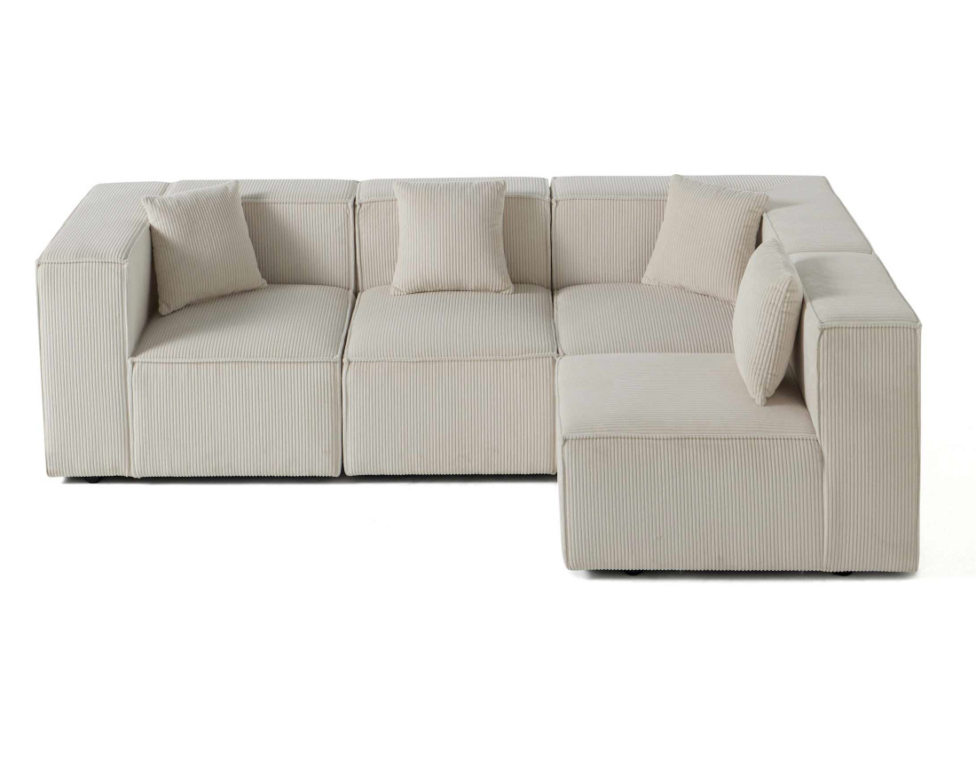 Canapé modulable d'angle droit 4 places en velours côtelé Arty