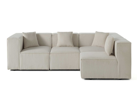 Canapé modulable d'angle droit 4 places en velours côtelé Arty