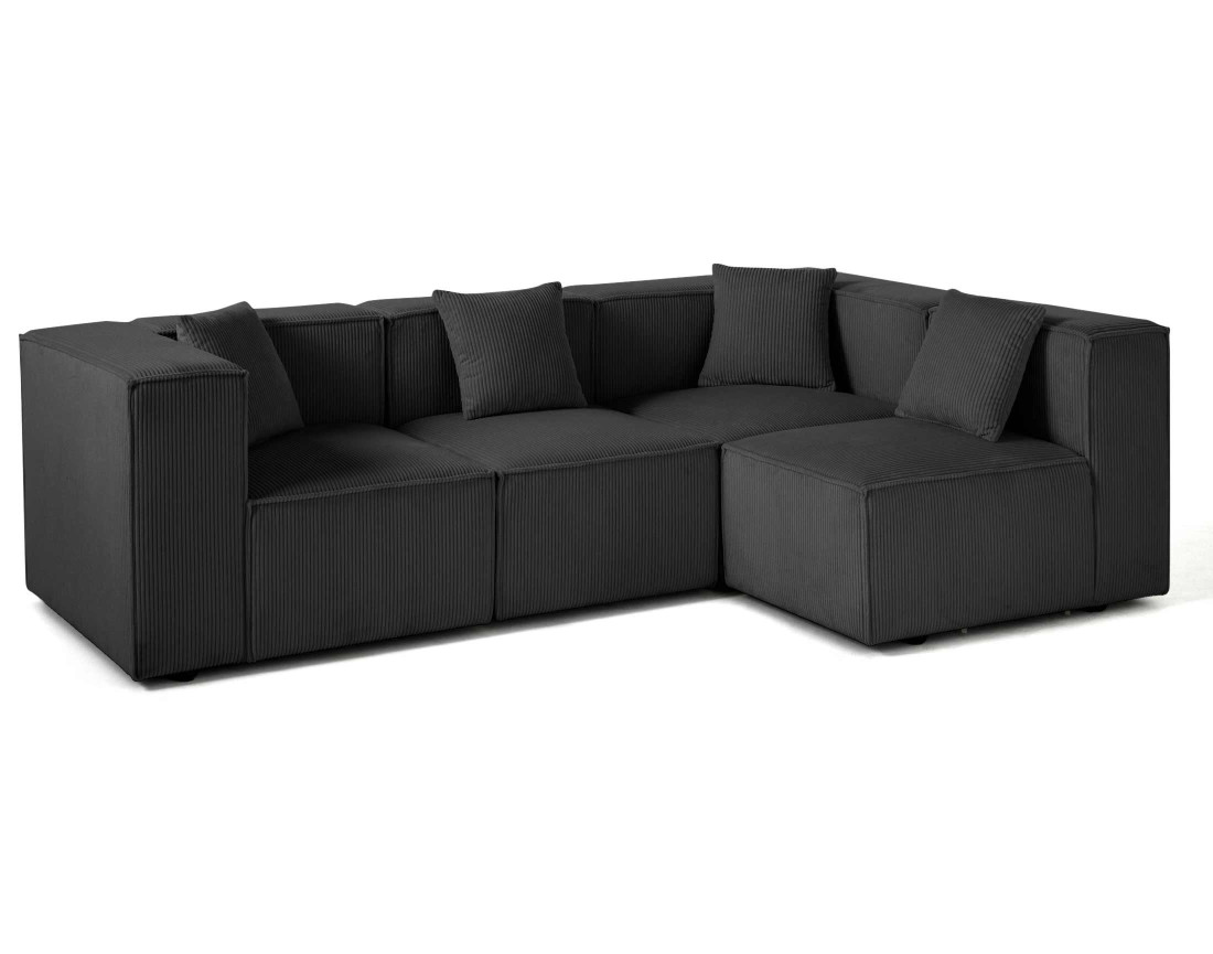 Canapé modulable d'angle droit 4 places en velours côtelé Arty