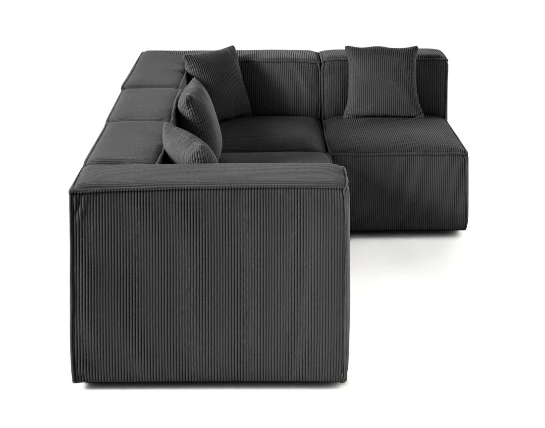 Canapé modulable d'angle droit 4 places en velours côtelé Arty
