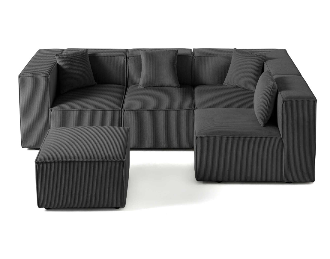 Canapé modulable d'angle droit 4 places en velours côtelé Arty
