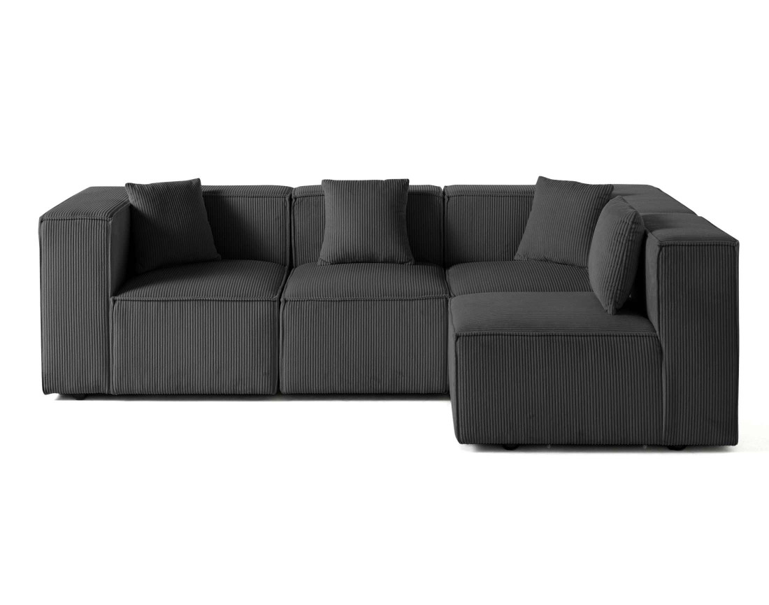 Canapé modulable d'angle droit 4 places en velours côtelé Arty