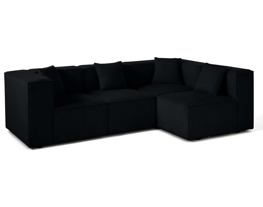 Canapé modulable d'angle droit 4 places en velours côtelé Arty
