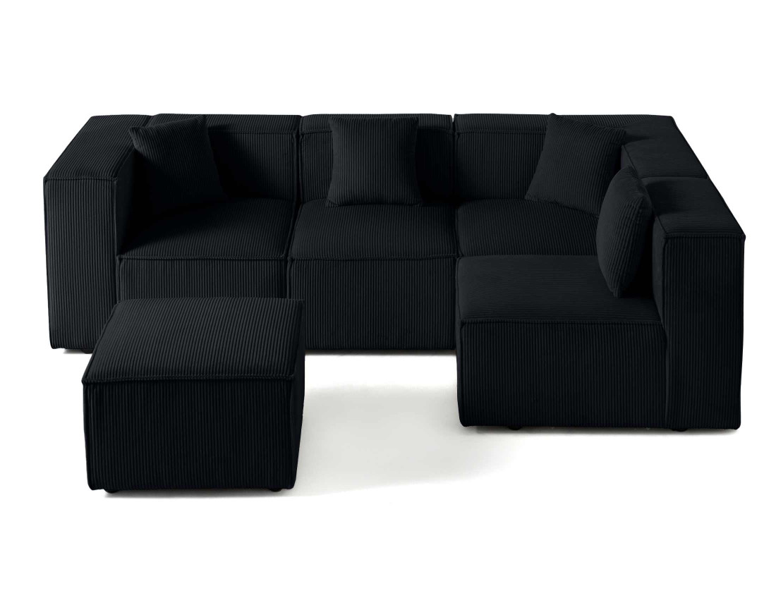 Canapé modulable d'angle droit 4 places en velours côtelé Arty
