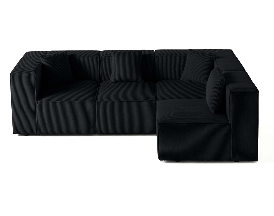 Canapé modulable d'angle droit 4 places en velours côtelé Arty