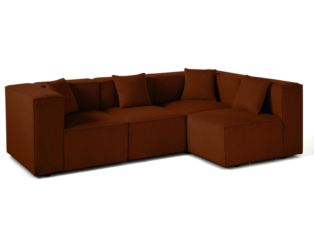 Canapé modulable d'angle droit 4 places en velours côtelé Arty