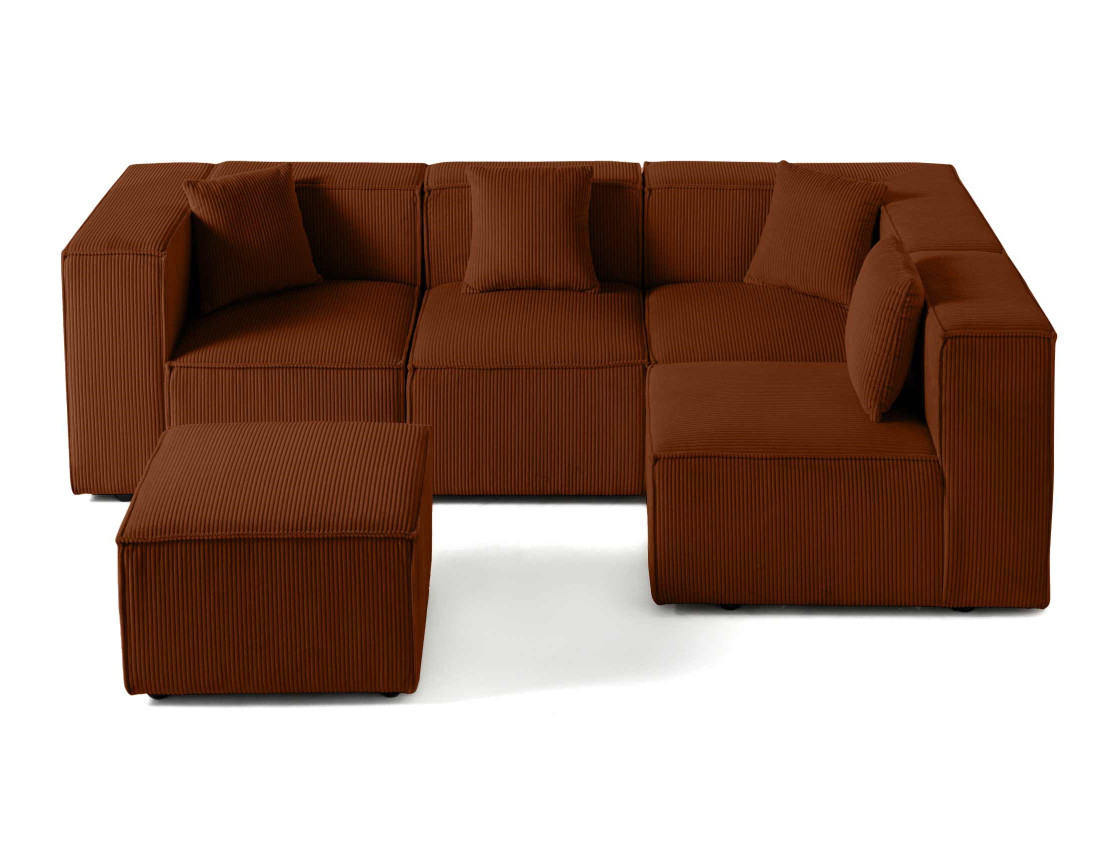 Canapé modulable d'angle droit 4 places en velours côtelé Arty