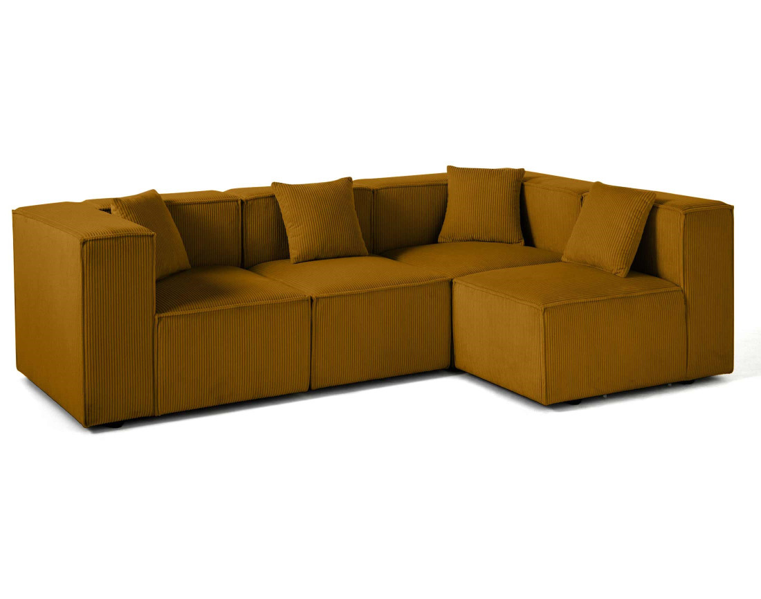 Canapé modulable d'angle droit 4 places en velours côtelé Arty