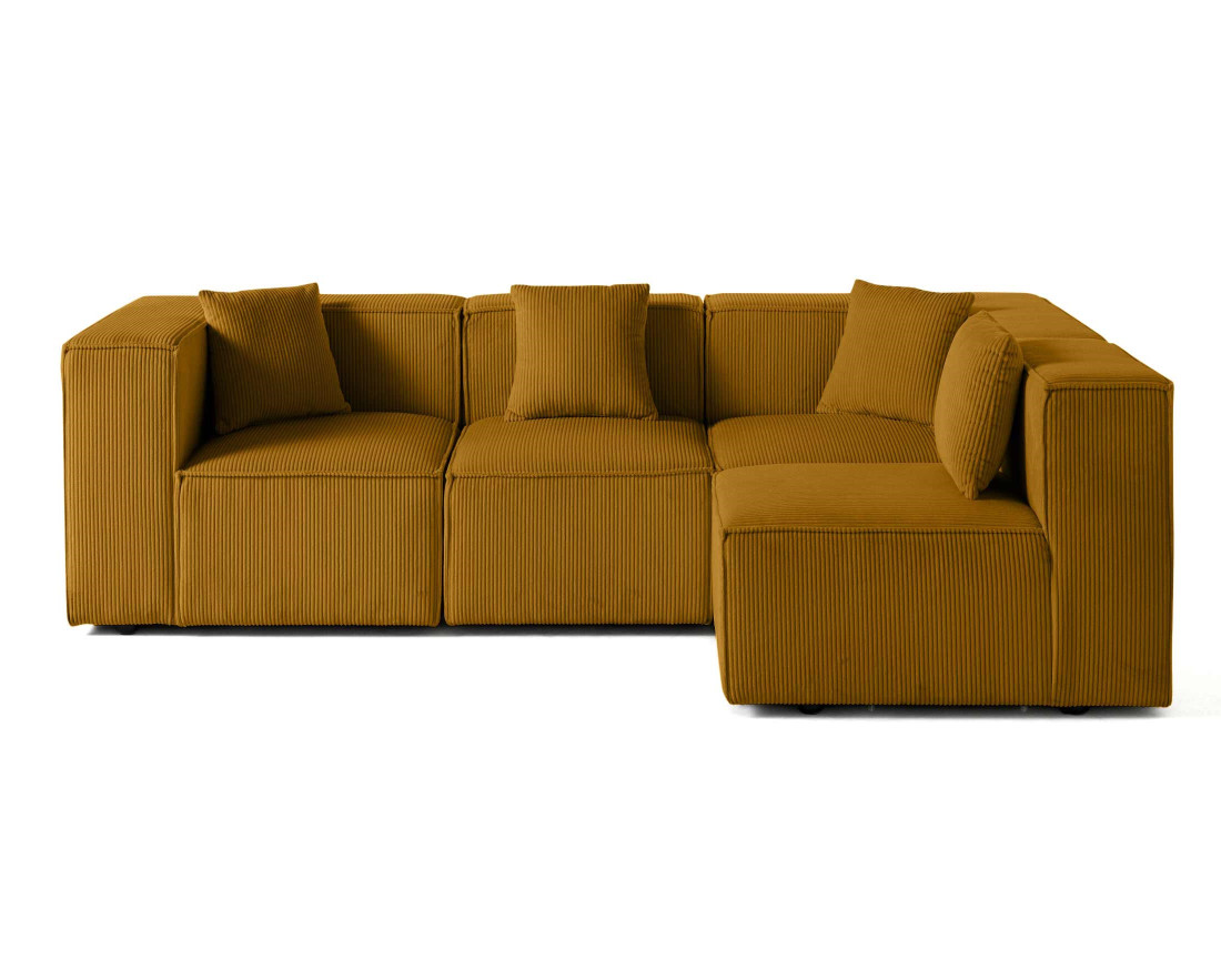 Canapé modulable d'angle droit 4 places en velours côtelé Arty