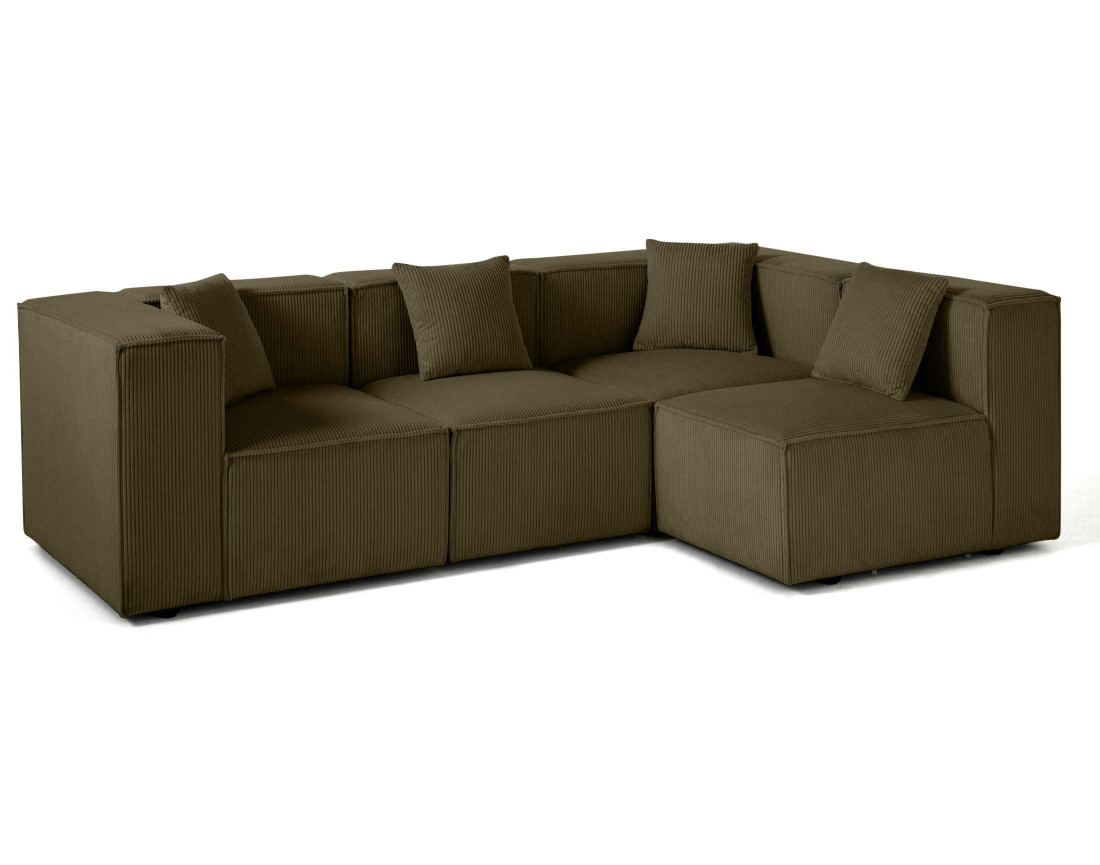 Canapé modulable d'angle droit 4 places en velours côtelé Arty