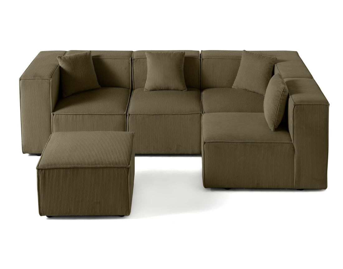 Canapé modulable d'angle droit 4 places en velours côtelé Arty