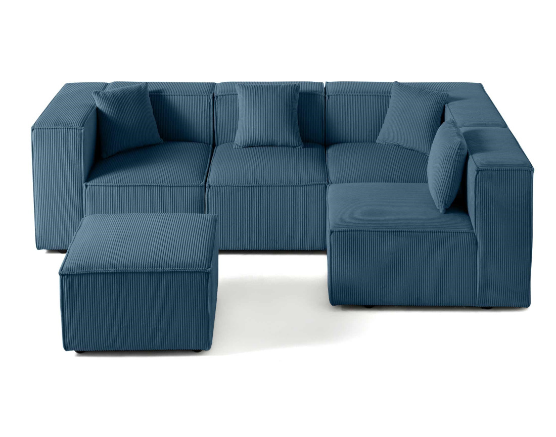 Canapé modulable d'angle droit 4 places en velours côtelé Arty