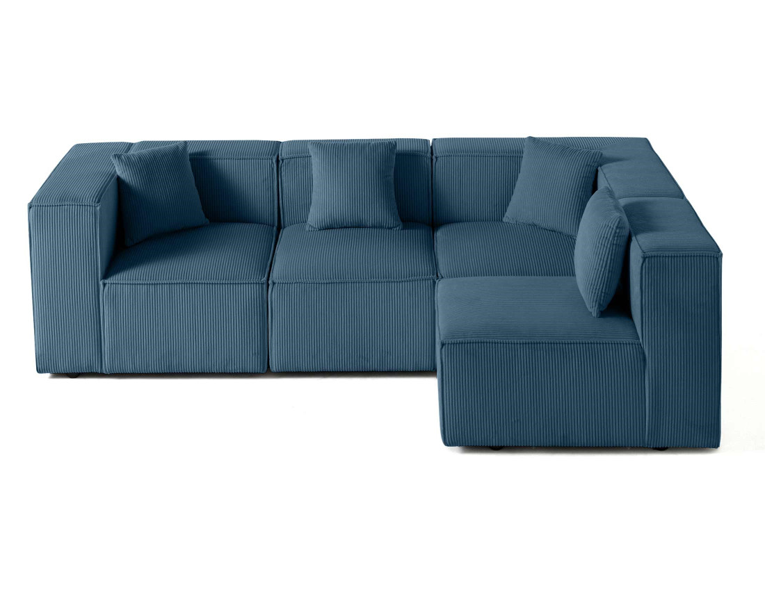 Canapé modulable d'angle droit 4 places en velours côtelé Arty