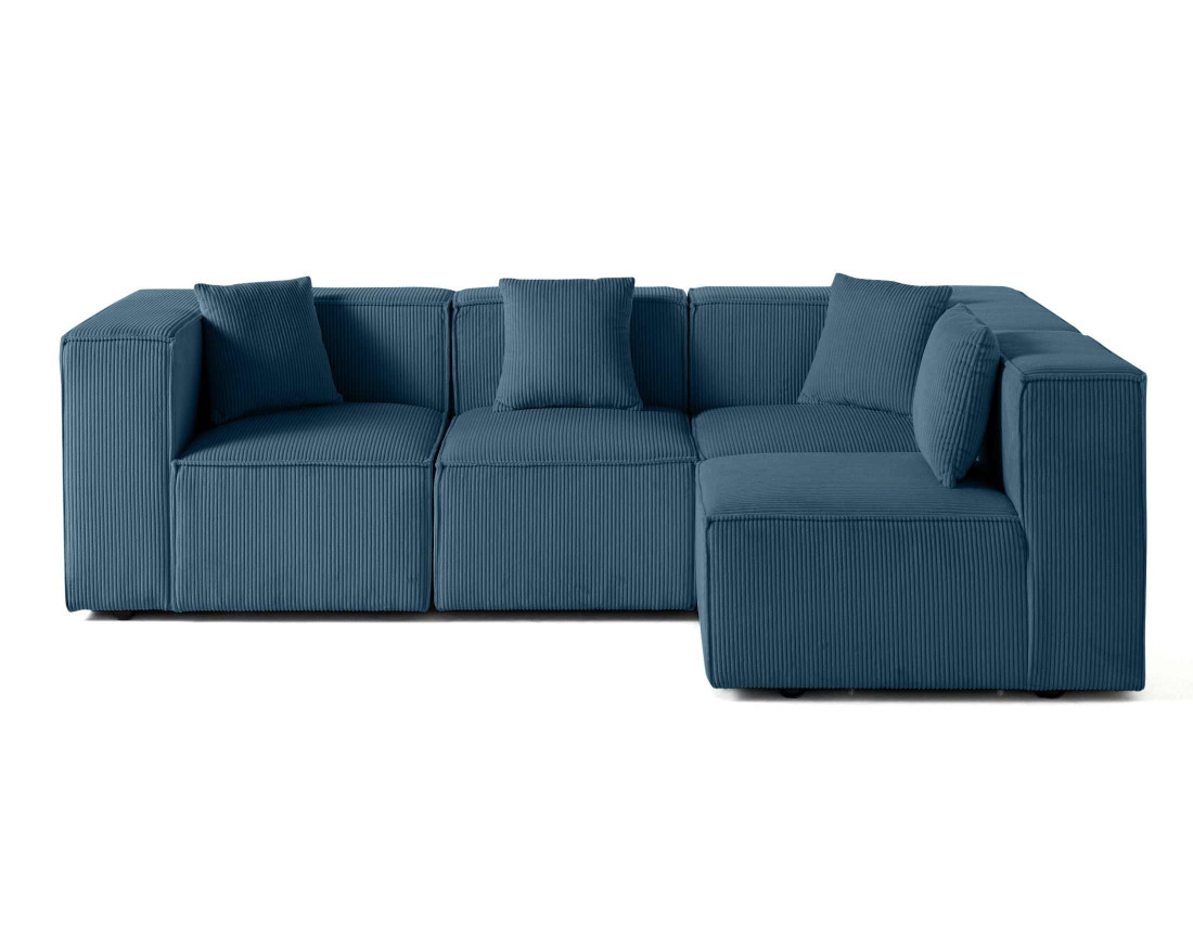 Canapé modulable d'angle droit 4 places en velours côtelé Arty