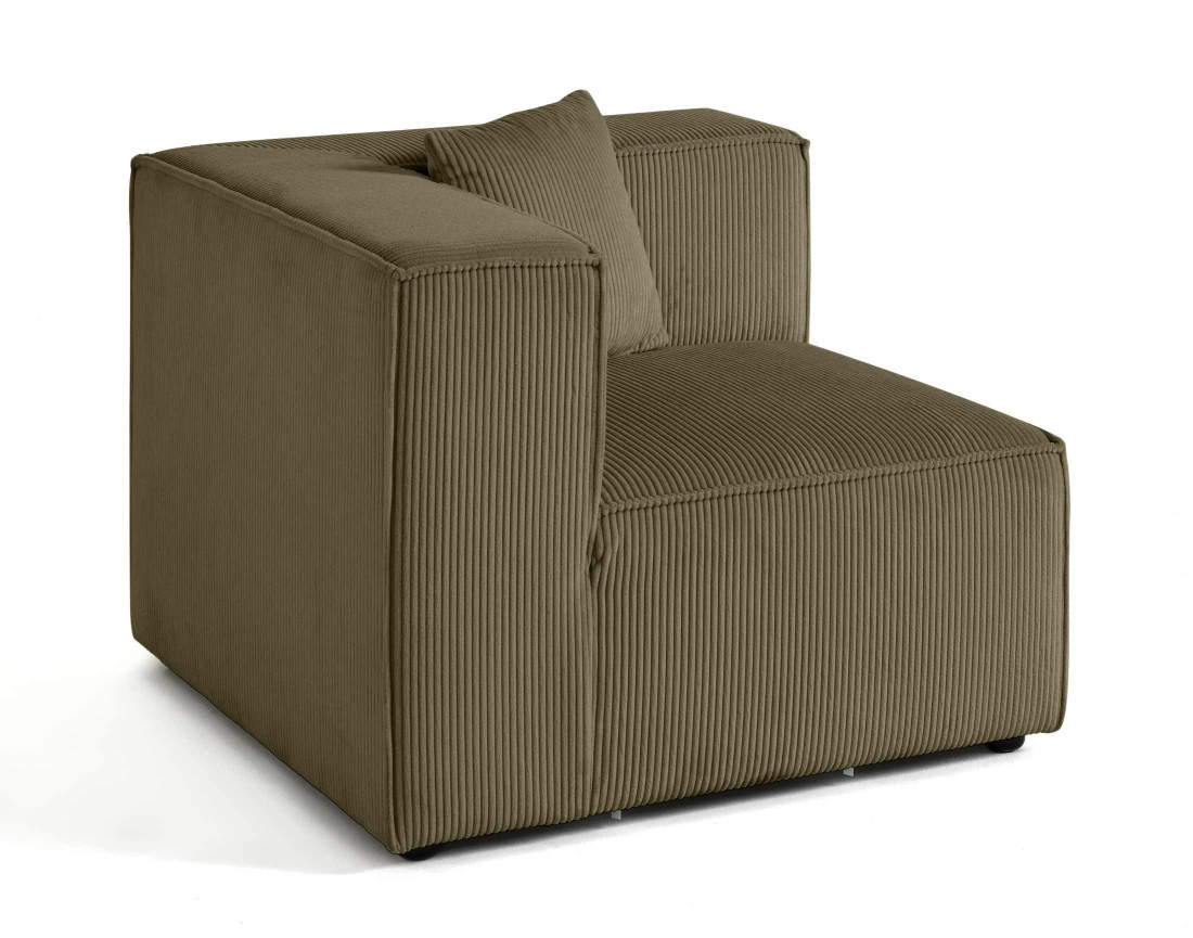 Module d'assise d'angle réversible en velours côtelé Arty