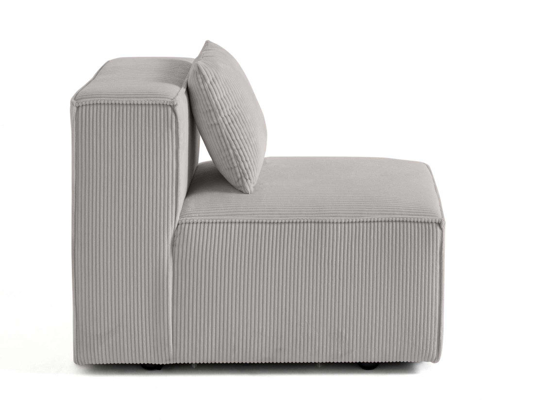 Module d'assise sans accoudoirs en velours côtelé Arty