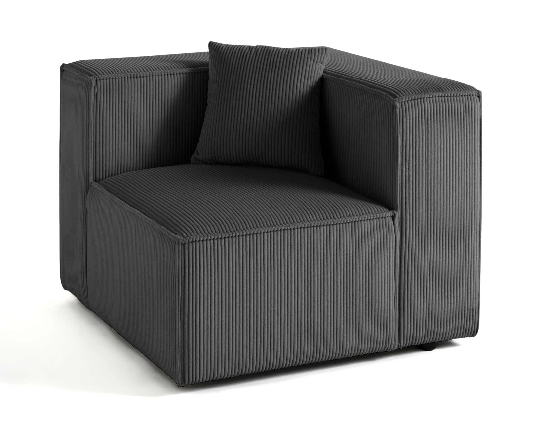 Module d'assise droit en velours côtelé Arty