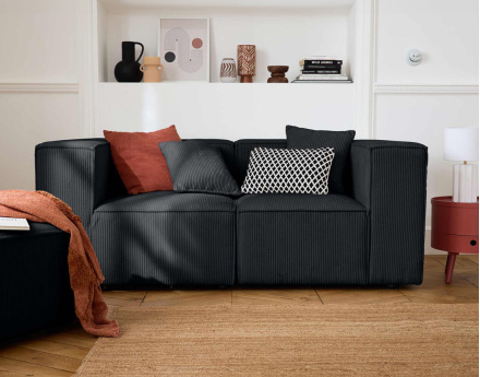 Module d'assise droit en velours côtelé Arty