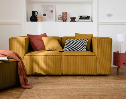 Module d'assise droit en velours côtelé Arty