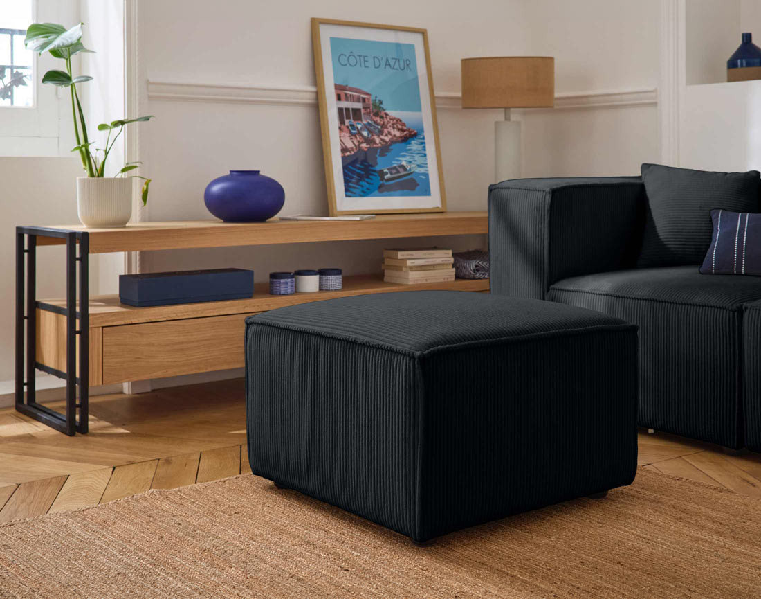 Pouf d'appoint en velours côtelé Arty