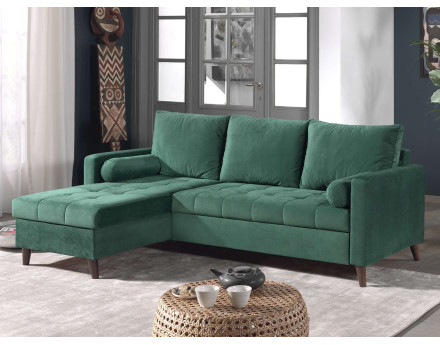 POLAR - Canapé d'angle réversible convertible - en velours au design scandinave - 4 places