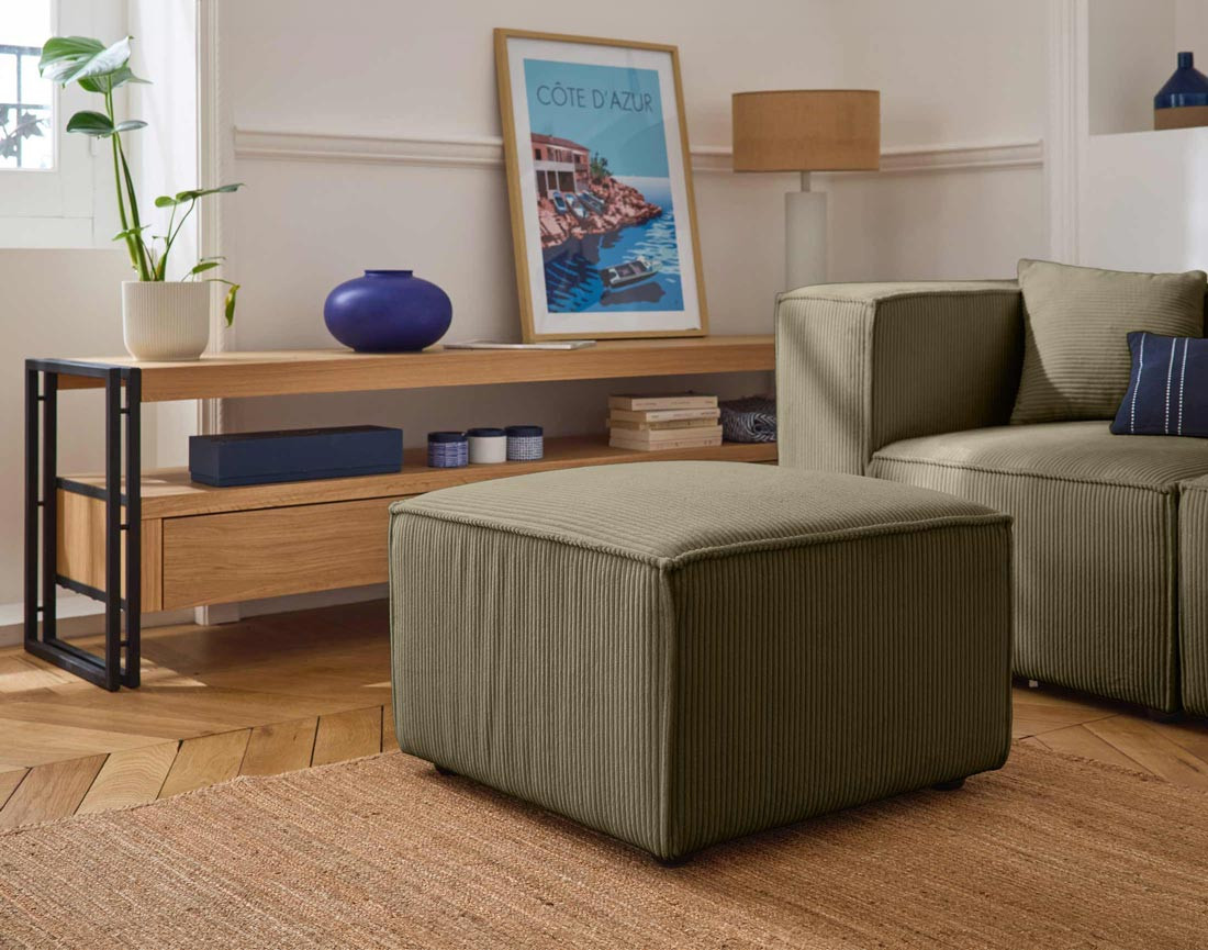 Pouf d'appoint en velours côtelé Arty