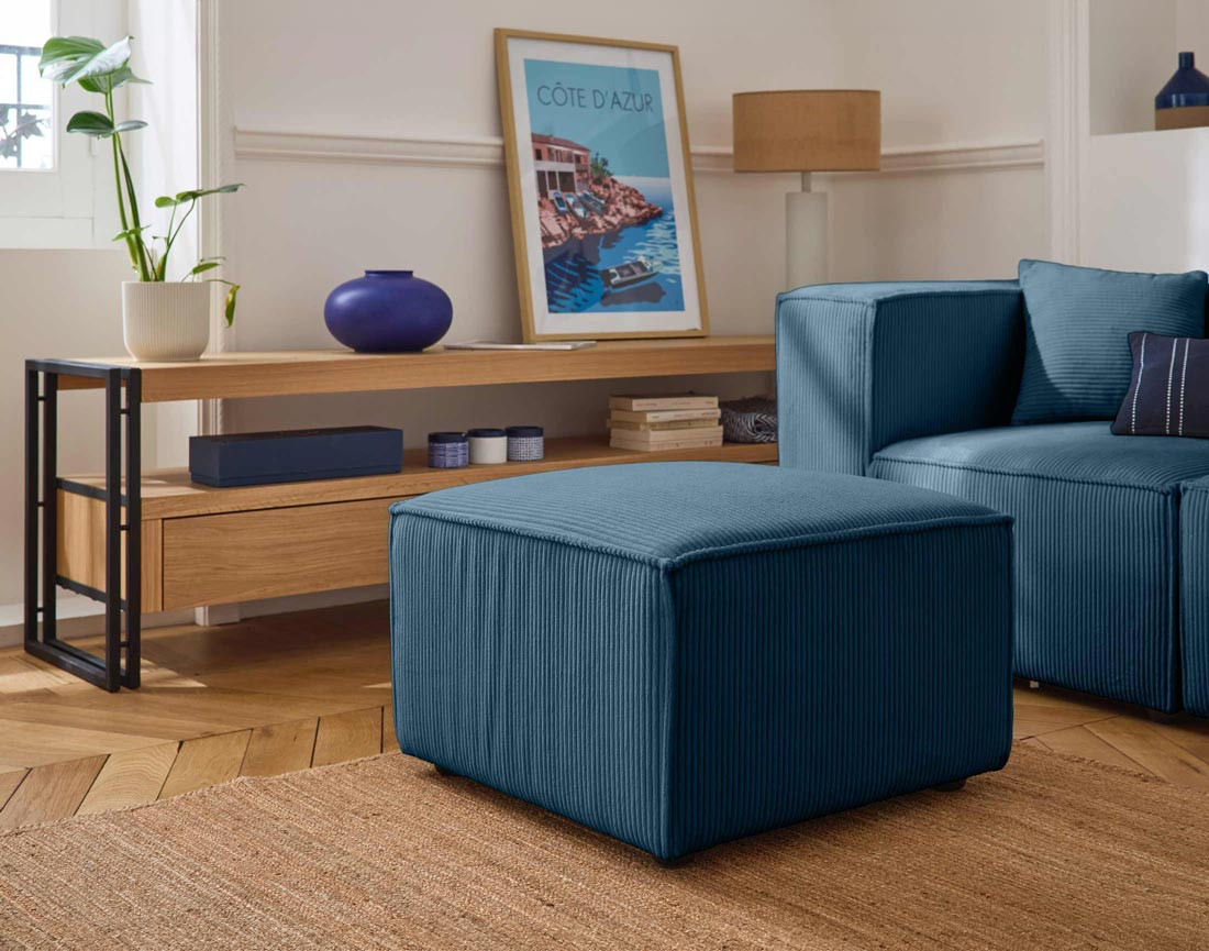 Pouf d'appoint en velours côtelé Arty